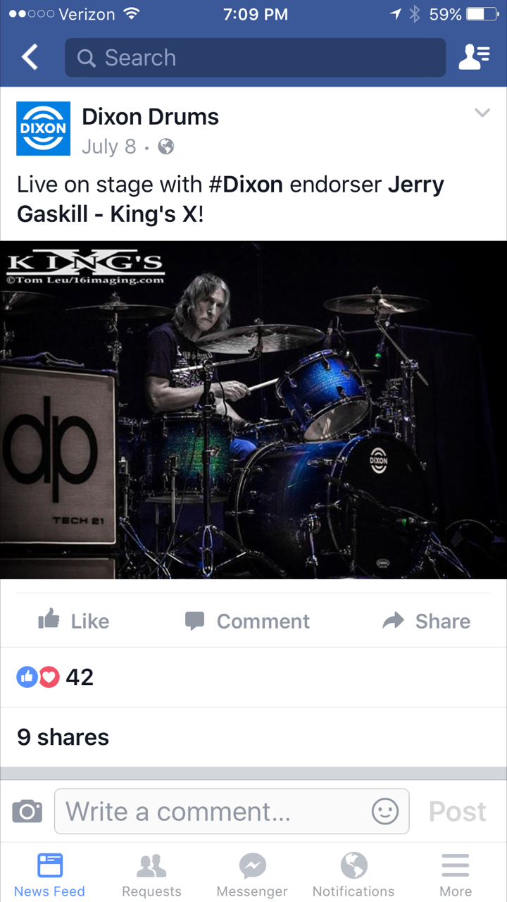 Photography featured on Dixon Drums